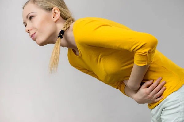 Ağrılı Dönemler Menstrüel Kramp Sorunları Kavramı Kadın Çok Iyi Duygu — Stok fotoğraf