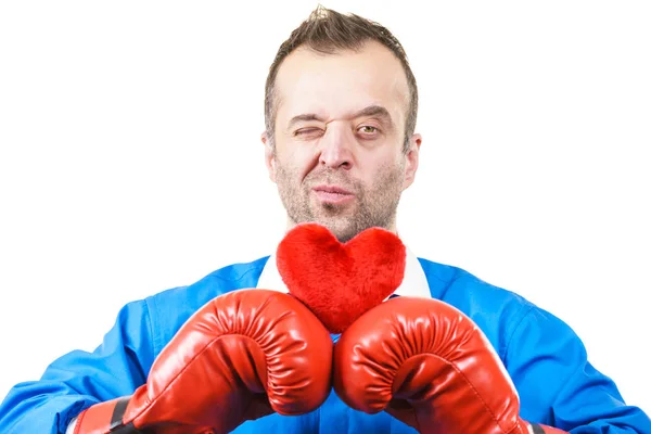 Guy Ready Fight Love Adult Man Wearing Red Boxing Sporty — Stock Photo, Image