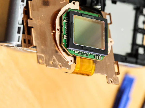 Kamery Wewnątrz Części Matryca Sensorowa Bliska Nowoczesne Urządzenia Ustalające Technologii — Zdjęcie stockowe