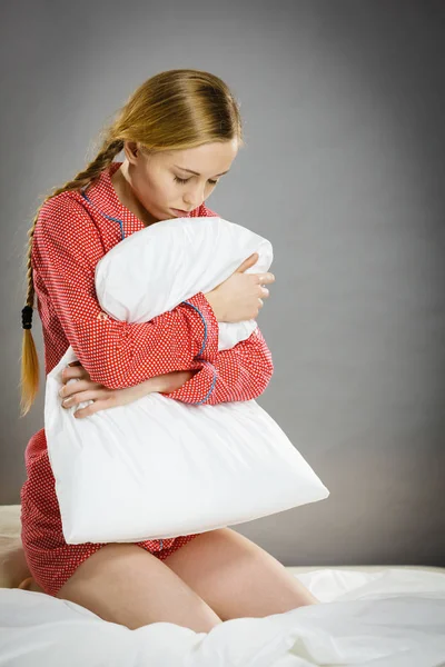Ψυχική Υγεία Κατάθλιψη Insomia Έννοια Θλιβερή Καταθλιπτική Νεαρή Γυναίκα Έφηβος — Φωτογραφία Αρχείου