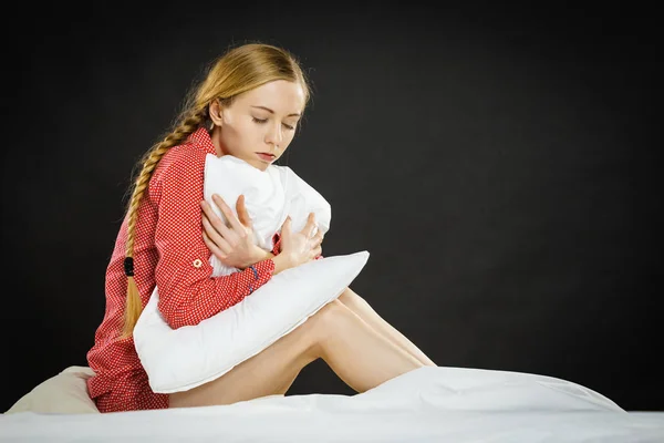 Depressão Saúde Mental Conceito Insônia Triste Depressivo Jovem Adolescente Loira — Fotografia de Stock