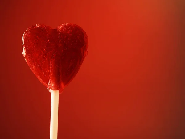 Sweet Candy Heart Stick Red Background Love Valentines Day Charity — Stock Photo, Image