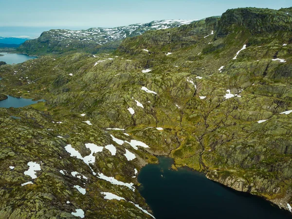 Luchtfoto Meren Stenen Rotsachtige Bergen Noorwegen Landschap Noorse Nationale Toeristische — Stockfoto