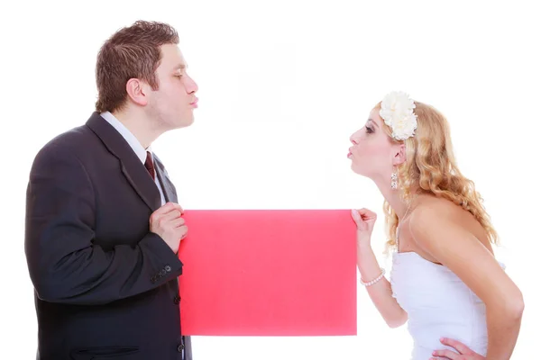 Positiv Relation Par Koncept Glad Brudgummen Och Bruden Poserar För — Stockfoto