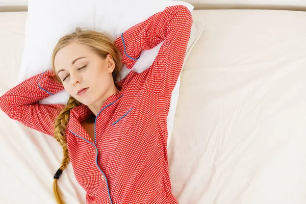 Relax Rest Sleep Positions Concept Girl Drowning Dreams Young Woman — Stock Photo, Image