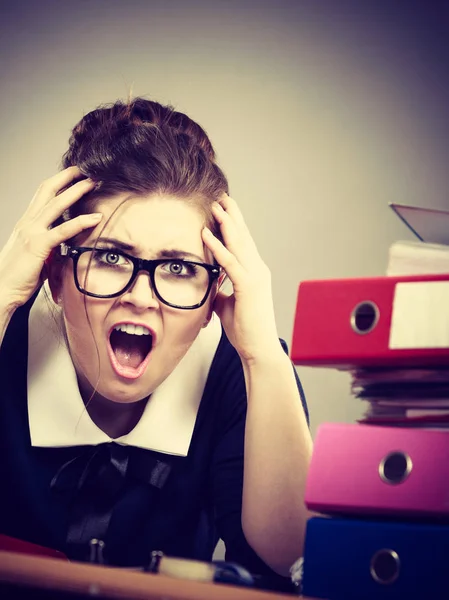 Pesten Het Werk Slechte Baan Betrekkingen Concept Depressief Zakenvrouw Wordt — Stockfoto