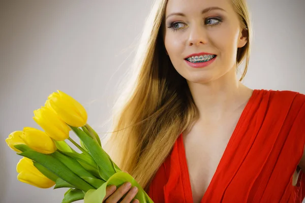 Día Internacional Mujer Ocho Marzo Hermoso Retrato Mujer Bonita Cabello — Foto de Stock