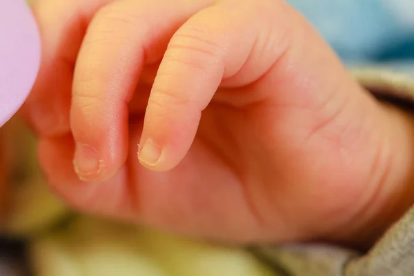 Little newborn baby hand closeup — Stock Photo, Image