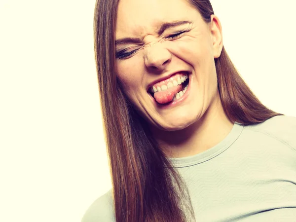 Grappige vrouwelijke dragen thermoactive ondergoed — Stockfoto