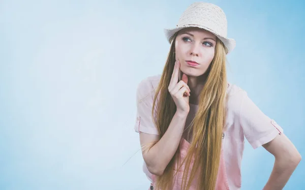 Cute teenage woman thinking — Stock Photo, Image