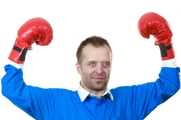 Homem de negócios pronto para lutar boxe — Fotografia de Stock