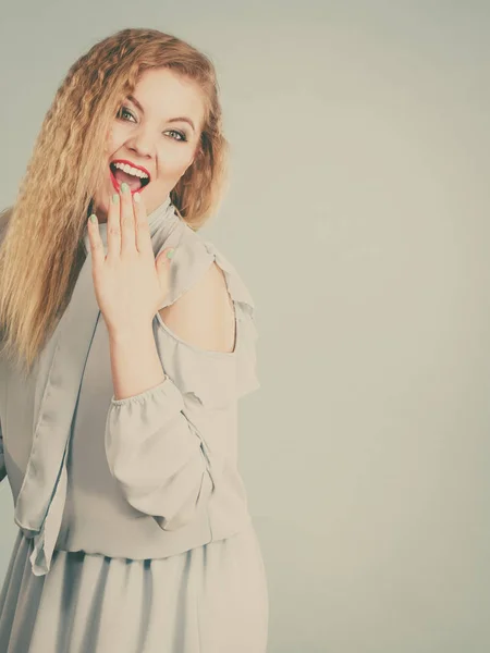 Happy positive smiling blonde woman — Stock Photo, Image