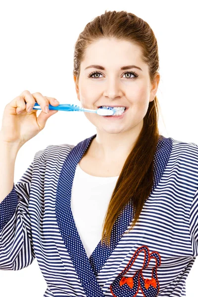 Woman brushing cleaning teeth. — Stock Photo, Image