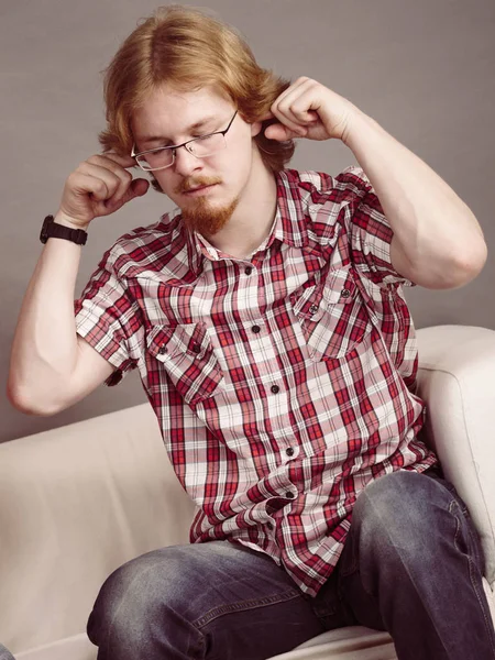 Man being annoyed with noise — Stock Photo, Image