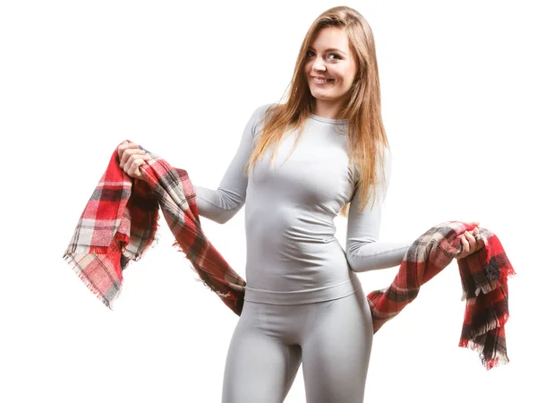 Ajuste femenino usando ropa interior termoactiva — Foto de Stock