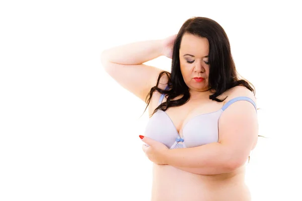 Big woman wearing bra — Stock Photo, Image
