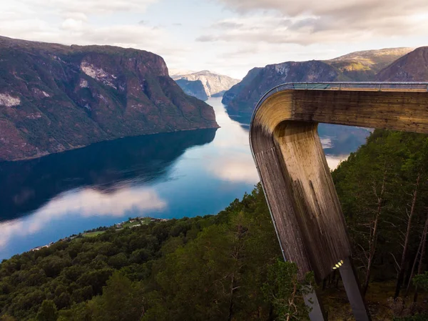 Aerial view. Fjord landscape at Stegastein viewpoint Norway — Stock Photo, Image