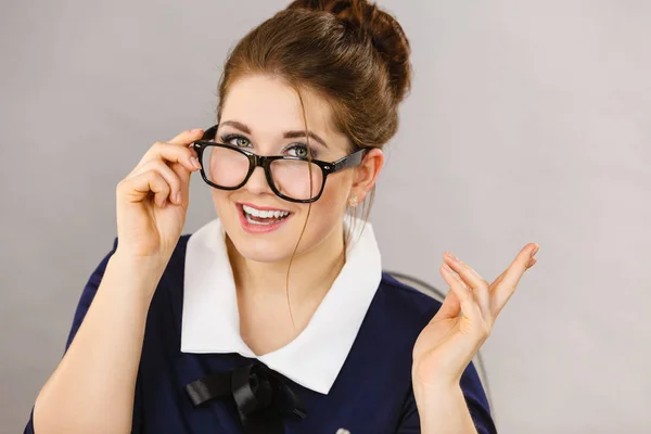 Gelukkig positieve zakenvrouw, accountant — Stockfoto