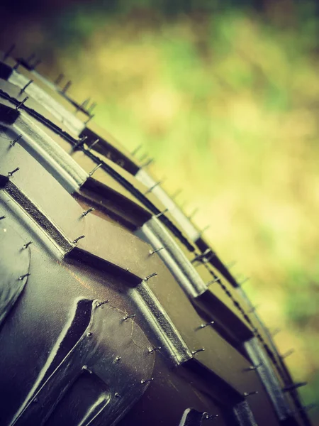 Detailed closeup of rubber tire wheel surface. — Stock Photo, Image