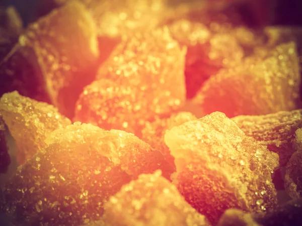 Crystallized candied ginger pieces close up — Stock Photo, Image