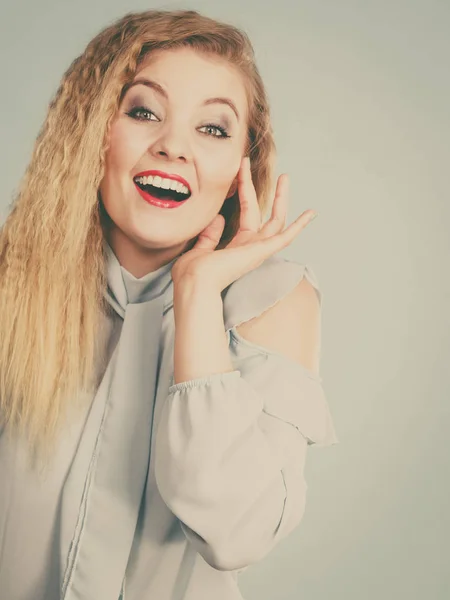 Happy positive smiling blonde woman — Stock Photo, Image