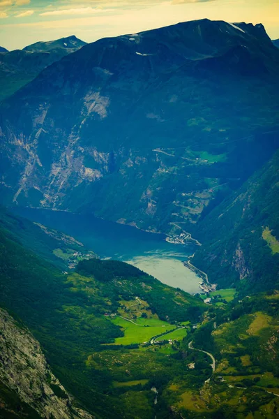 Geiranger fjordu z pohledu Dalsnibba, Norsko — Stock fotografie