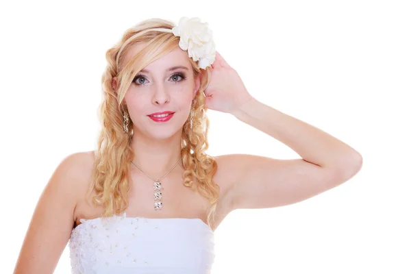 Happy bride posing for marriage photo — Stock Photo, Image