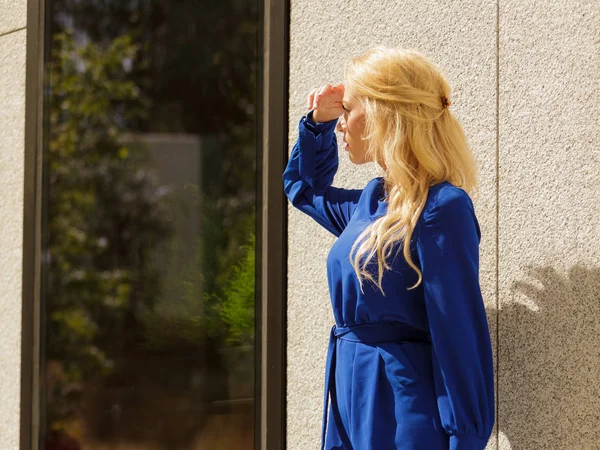 Fashion model wearing blue navy shirt — Stock Photo, Image