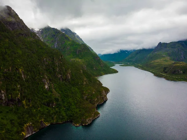 Paisagem fiorde. Lofoten Islands Noruega — Fotografia de Stock