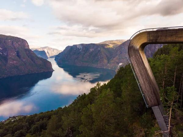 Aerial view. Fjord landscape at Stegastein viewpoint Norway — Stock Photo, Image