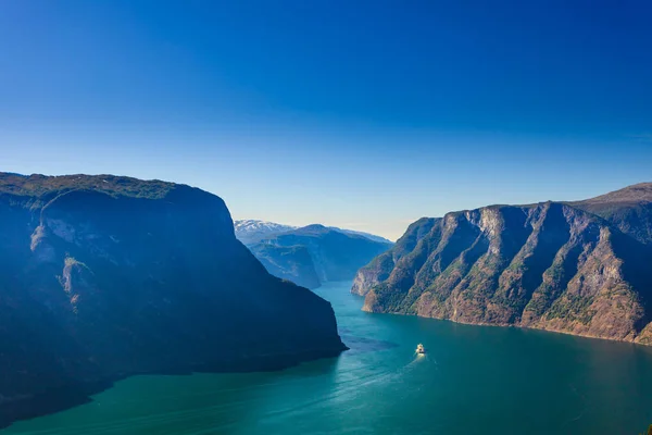 Fjord landscape Aurlandsfjord in Norway — Stock Photo, Image