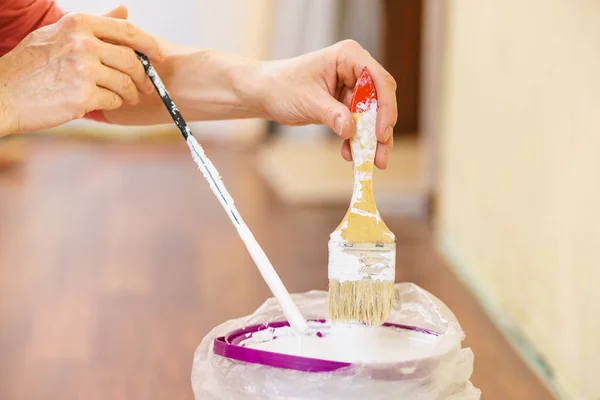 White paint with essentials equipment — Stock Photo, Image