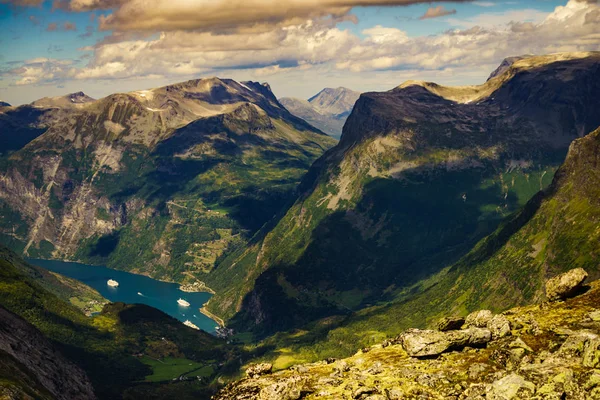 Fjord Geiranger tól Dalsnibba Viewpoint, Norvégia — Stock Fotó