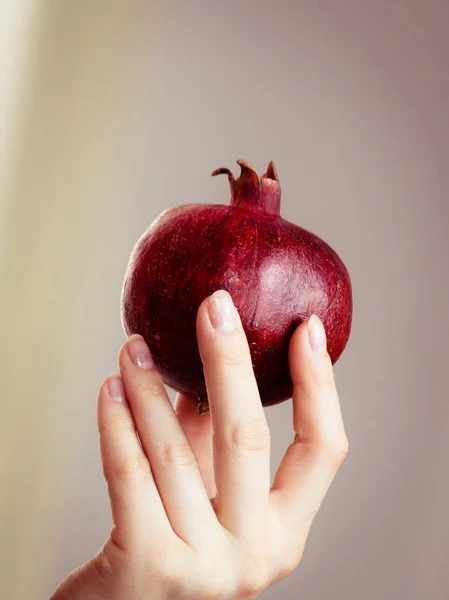 Kvinnliga handen håller granatäpple frukter — Stockfoto