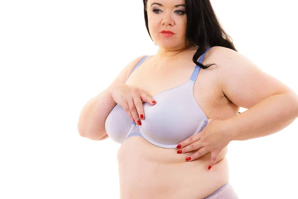 Big woman wearing bra — Stock Photo, Image