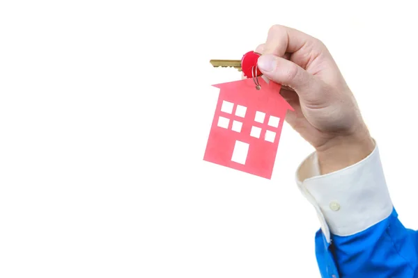 Man hand holding home keys — Stock Photo, Image