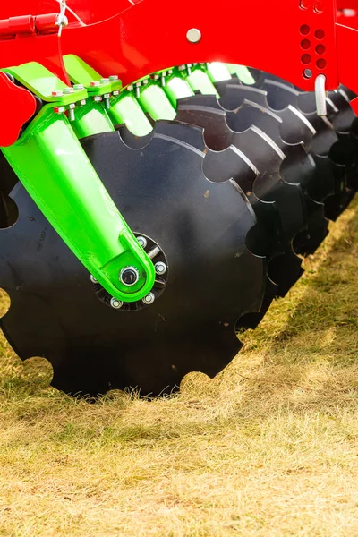 Detailed closeup of disc harrow agricultural machinery — Stock Photo, Image