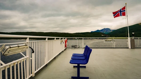 Lofoten adaları Norveç Feribot tekne yolculuğu rota — Stok fotoğraf