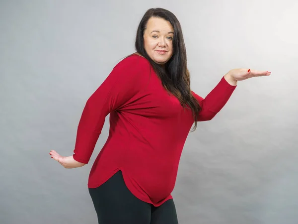 Plus size mature woman having fun — Stock Photo, Image