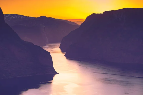 Fjord landscape at sunset, Norway