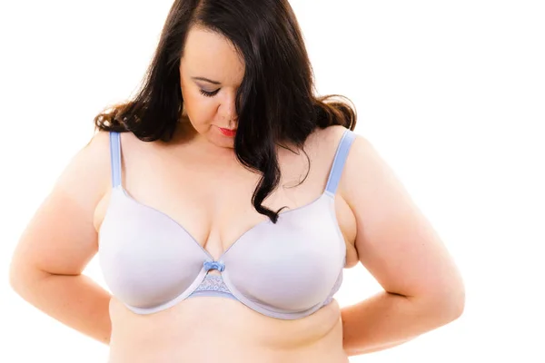 Woman big breast wearing bra — Stock Photo, Image