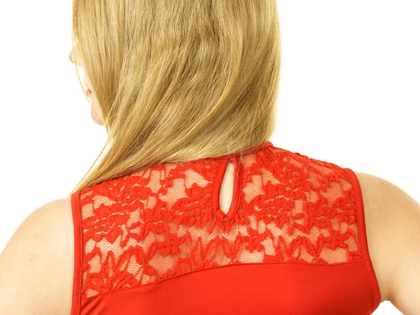 Kvinnan bär röd topp — Stockfoto