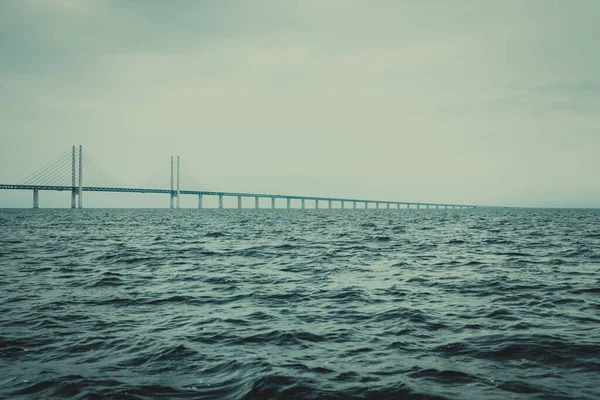 Oresundsbron Puente Oresund Entre Dinamarca Suecia Europa Mar Báltico Vista — Foto de Stock