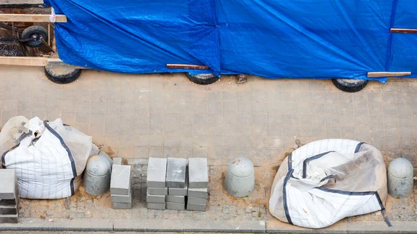 Reconstruindo Conceito Cidades Renovação Reparação Pavimentos Rua Cidade Builiding Equipamentos — Fotografia de Stock