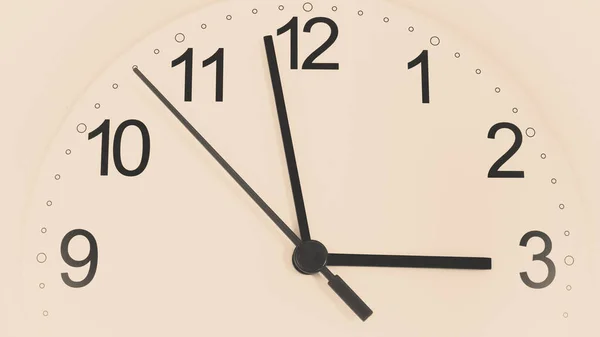 Κοντινό Άσπρο Ρολόι Δείχνει Τρεις Ώρες Ιδέα Του Χρόνου Τονισμένη — Φωτογραφία Αρχείου