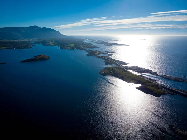 Widok Lotu Ptaka Światowej Sławy Atlantic Road Bridge Atlanterhavsvegen Norwegii — Zdjęcie stockowe