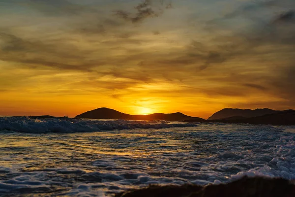 Západ Slunce Nad Mořem Pobřežní Krajina Calblanque Beach Murcia Španělsko — Stock fotografie