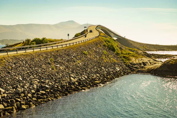 Dünyaca Ünlü Atlantik Karayolu Köprüsü Norveç Avrupa Sında Norveç Ulusal — Stok fotoğraf