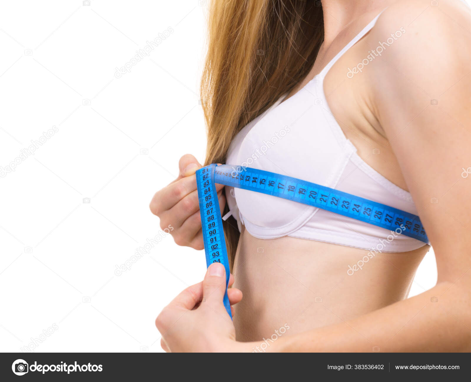 Girl Wearing White Bra Using Tape Measure Check Measurements Her Stock  Photo by ©Voyagerix 383536402