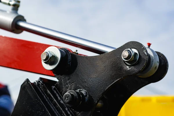 Hydraulikmechanismus Auf Modernen Maschinen Industrielle Details Kolben Maschinen Technologie — Stockfoto